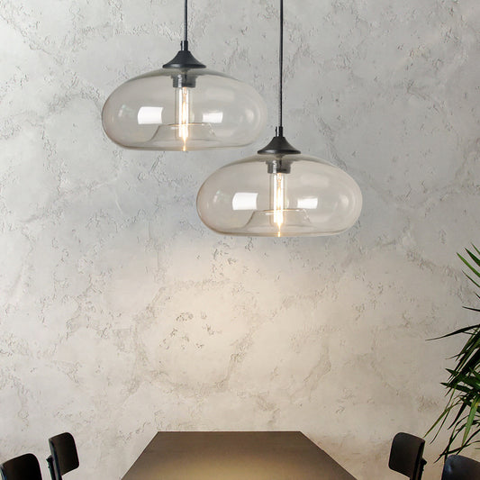 Modern Pendant Light Fixtures, Industrial Hanging Ceiling Lamp with Clear Glass Shade